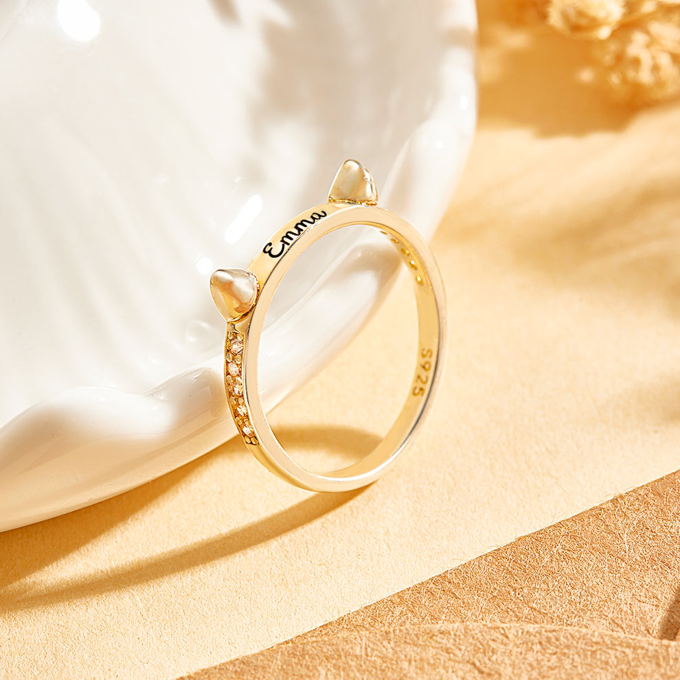 bague personnalisée pour amoureux des chats