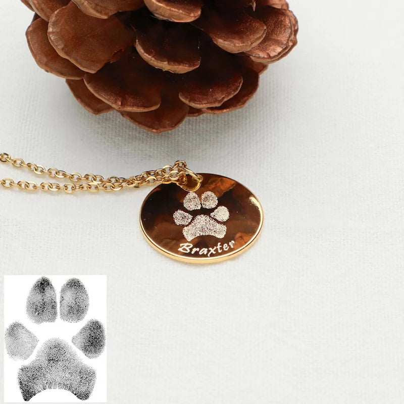 Collier personnalisé avec gravure empreinte de patte | My Bestpet™  en acier inoxydable