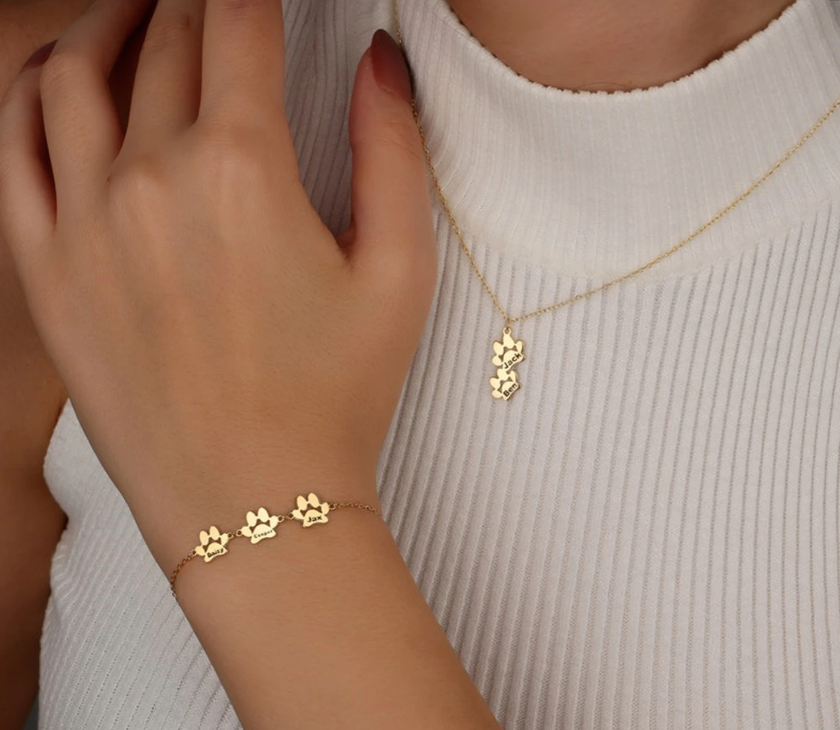 bracelet personnalisé gravé animal patte