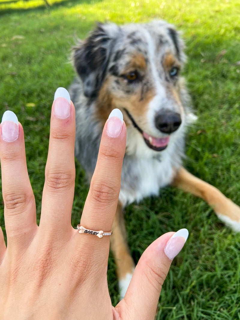 bague personnalisée gravée nom chien 