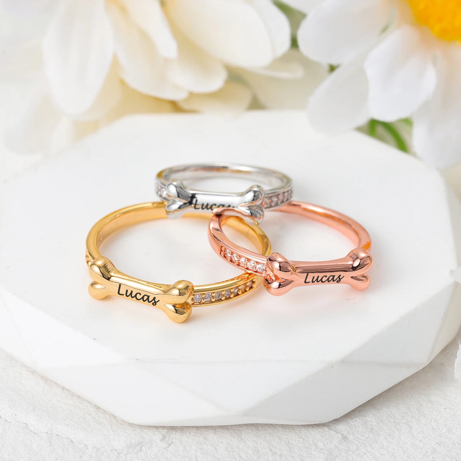 bague personnalisée nom chien 